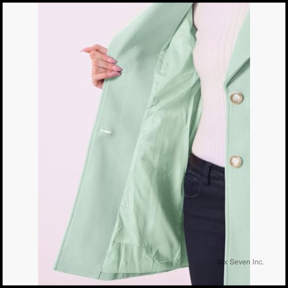 Polyester Overcoat Notched Collar Single Breasted… - image 6